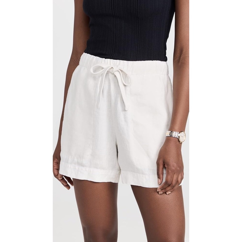 Vince Women's Mid Waist Tie Front Pull on Shorts 100% Hemp Size Large